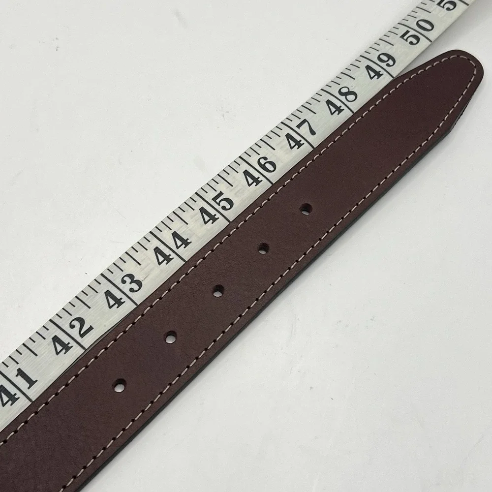 Johnston & Murphy Deaton Leather Belt 44 Dark Brown Contrast Stitching USA Made
